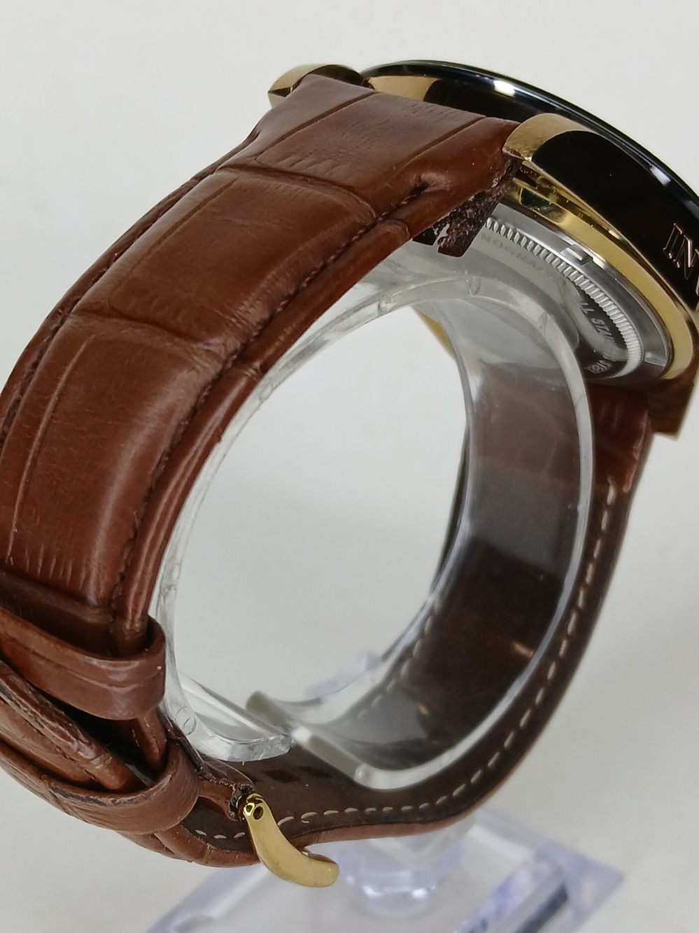 Invicta Speedway 10712 Gold Tone Brown Dial Chronograph Watch 200M Leather - Picture 3 of 10